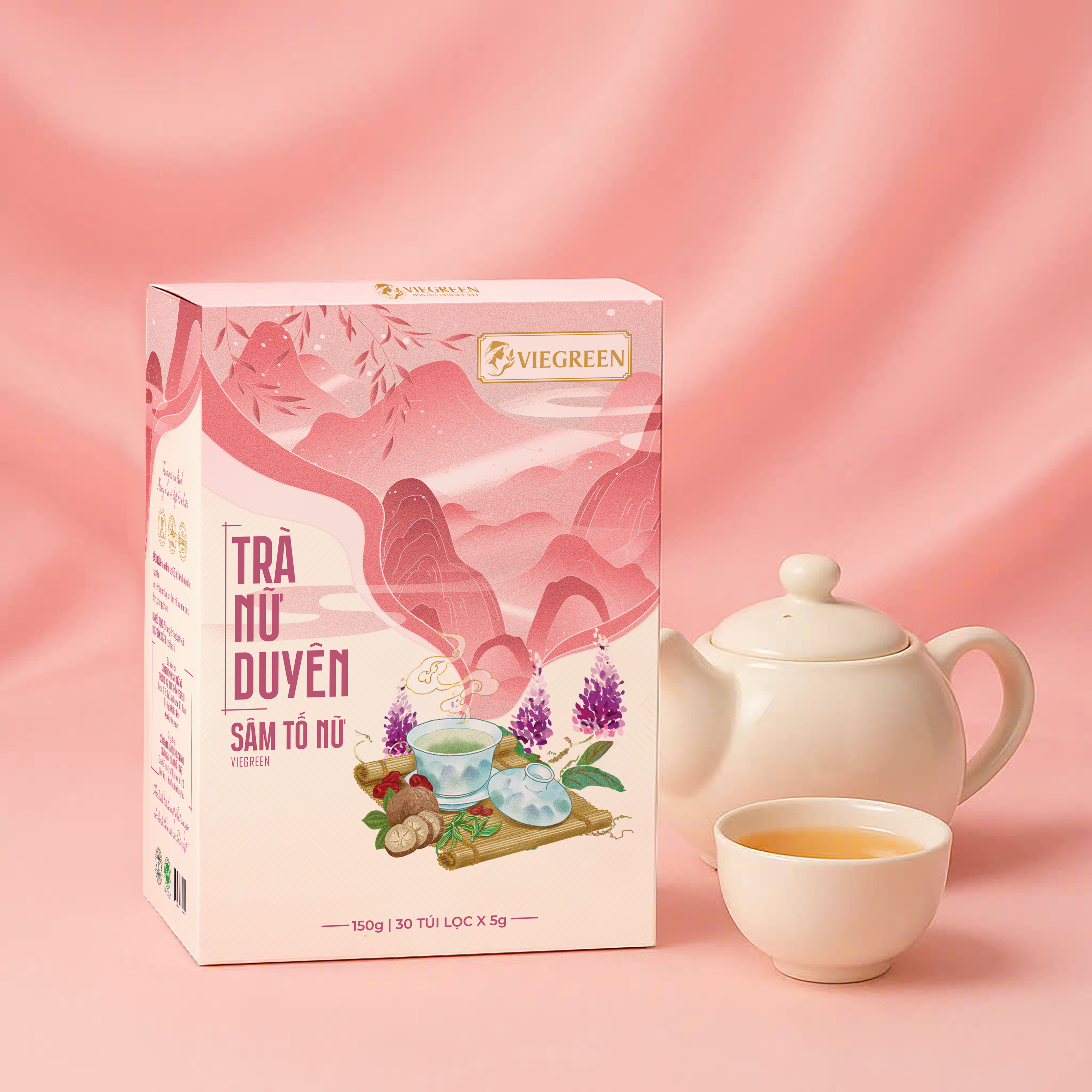 [VIEGREEN] Trà Nữ Duyên Sâm Tố Nữ | 30 túi lọc tam giác x 5g